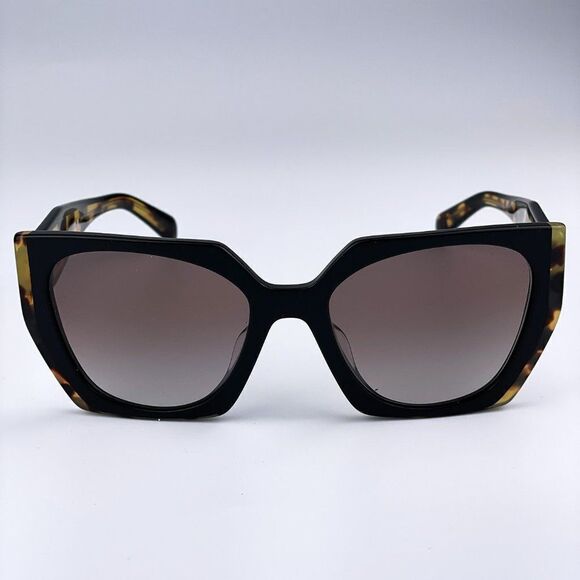 NEW Prada PR15WS 3890A7 Black Tortoise Dark Gray Gradient Square Women Sunglasse